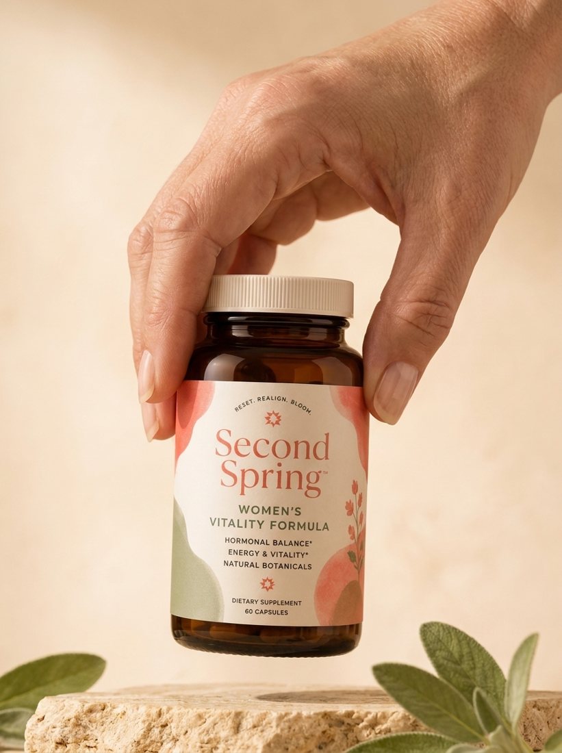 Hand holding a Second Spring bottle