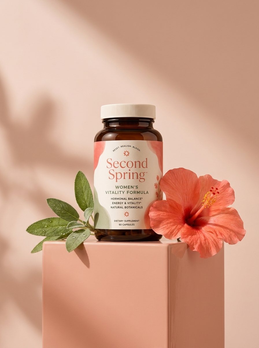 Second Spring Women’s Vitality Formula bottle with hibiscus and sage